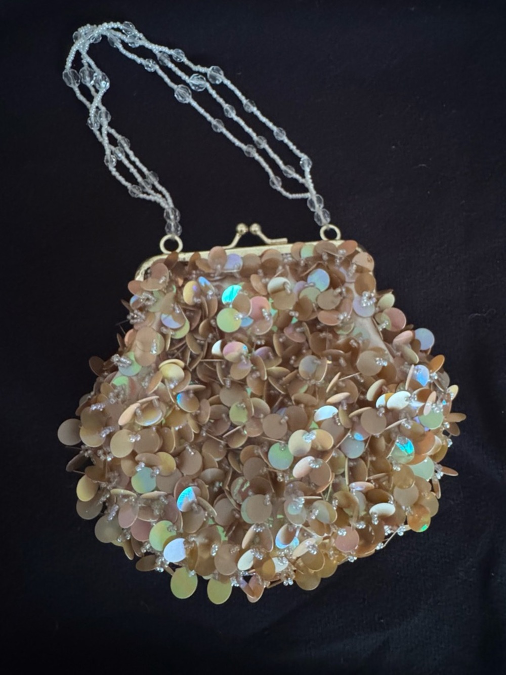 Y2K Cache Beaded Evening Bag Purse Formal Fancy Occasion VTG Silk Gold Beading